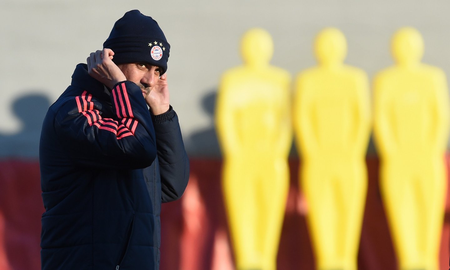 Bayern Munich's Spanish headcoach Pep Guardiola arrives for the training session on the eve of the UEFA Champions League Group F football match between Bayern Munich and Olympiakos Piraeus in Munich, southern Germany, on November 23, 2015. AFP PHOTO / CHRISTOF STACHE / AFP / CHRISTOF STACHE (Photo credit should read CHRISTOF STACHE/AFP/Getty Images)