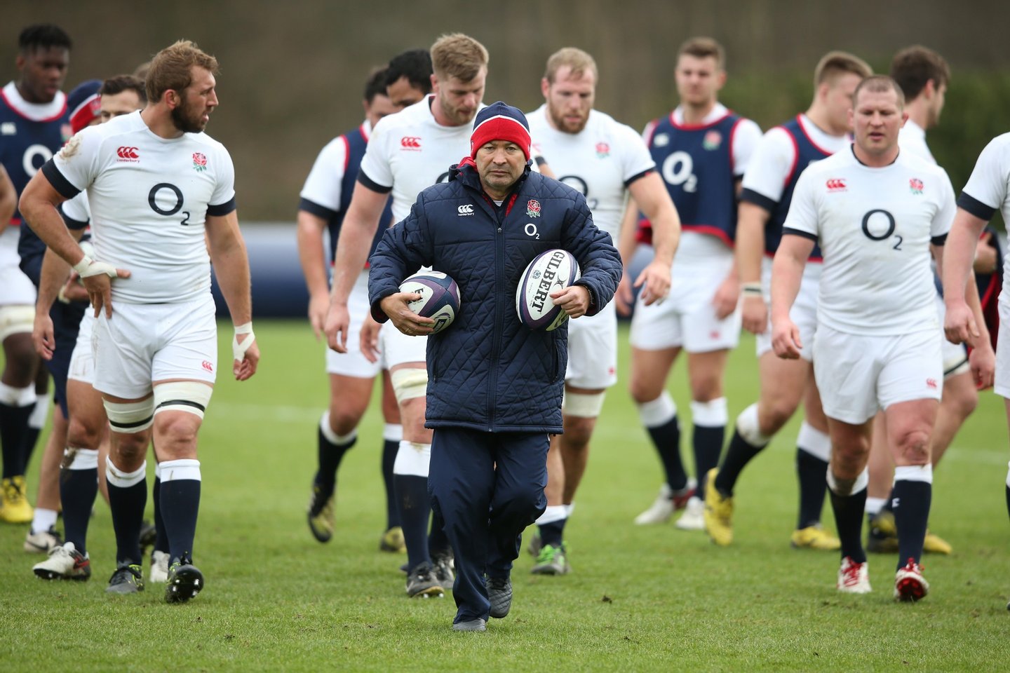 BAGSHOT, ENGLAND - FEBRUARY 04: Eddie Jones, the England head coach, looks on during the England training session held at Pennyhill Park on February 4, 2016 in Bagshot, England. (Photo by David Rogers/Getty Images)