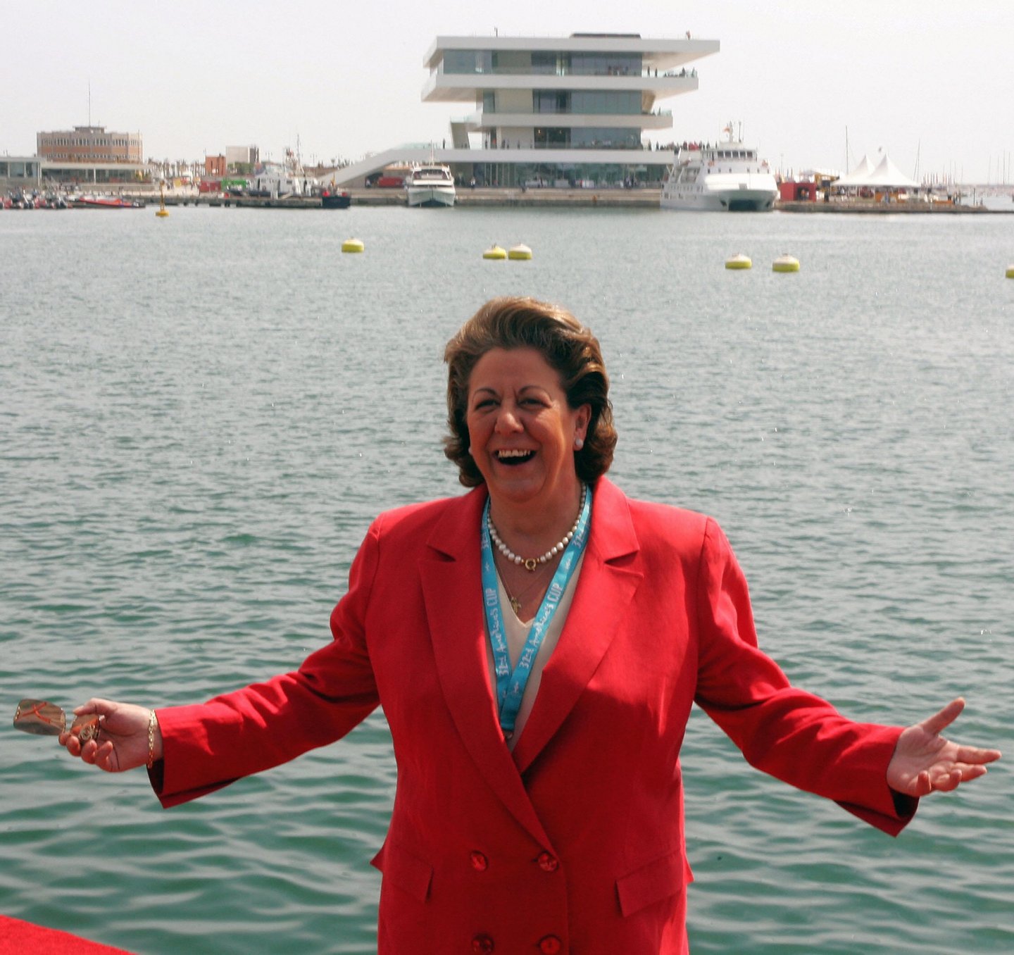 VALENCIA, SPAIN: Valencia's Mayor Rita Barbera poses at the America's Cup port in Valencia, 11 March 2007. The eleven teams who hope to take on the holders Alinghi in Valencia for the prestigious America's Cup are out on the open water training intensely just one month before the knock-out stages. AFP PHOTO/JOSE JORDAN (Photo credit should read JOSE JORDAN/AFP/Getty Images)