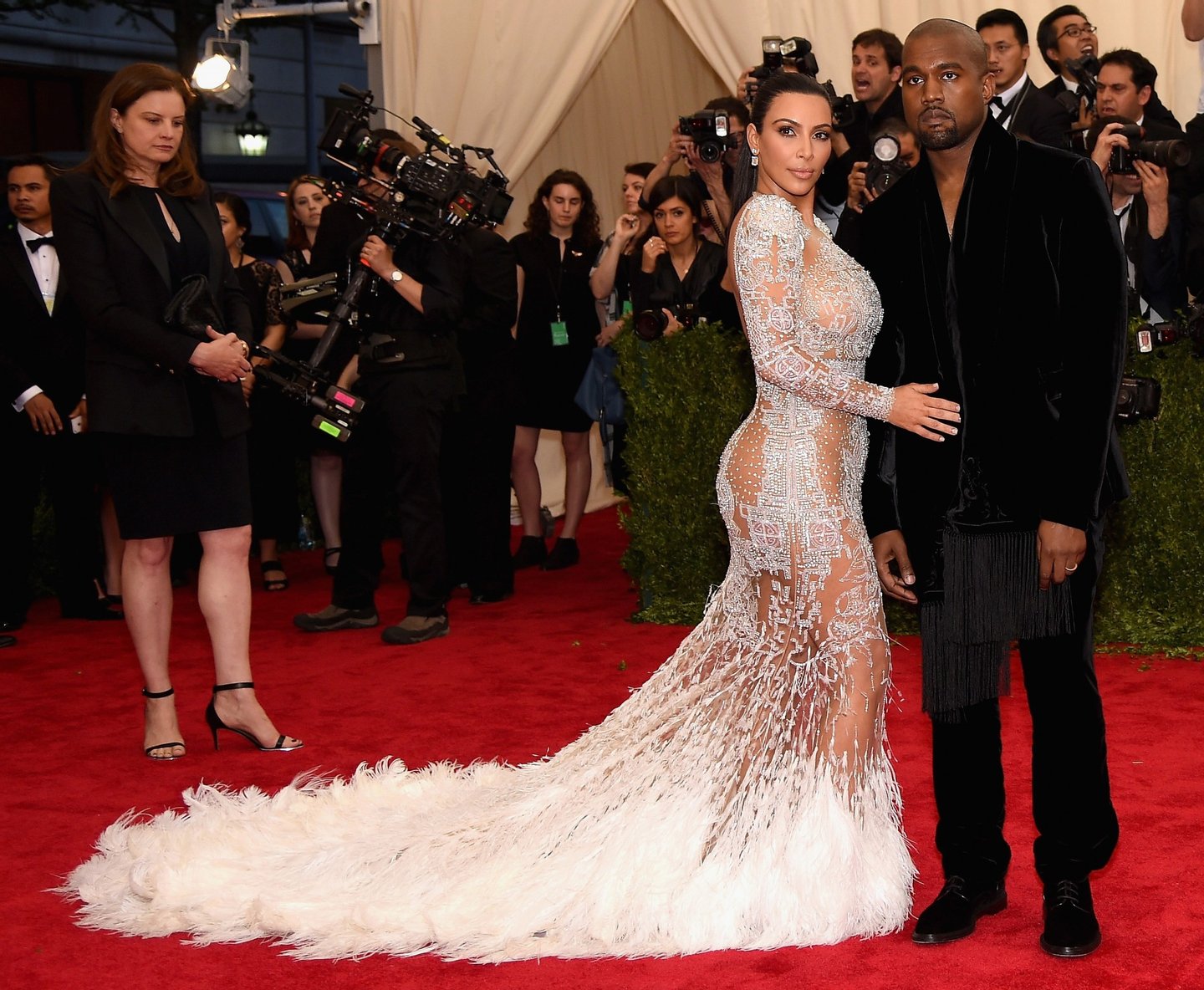 NEW YORK, NY - MAY 04: Kim Kardashian West (L) and Kanye West attend the "China: Through The Looking Glass" Costume Institute Benefit Gala at the Metropolitan Museum of Art on May 4, 2015 in New York City. (Photo by Dimitrios Kambouris/Getty Images) *** Local Caption *** Kim Kardashian West; Kanye West
