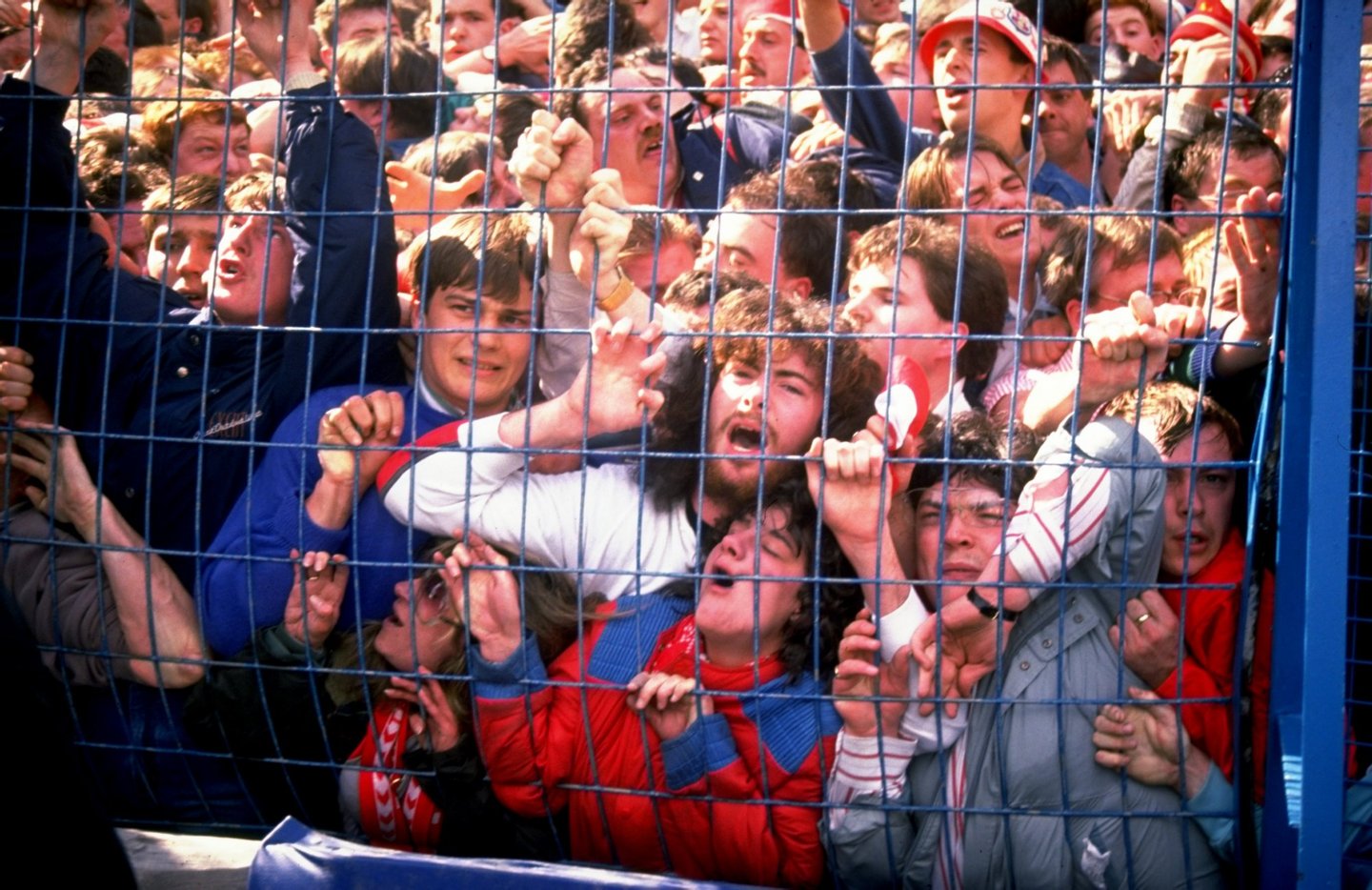 Apr 1989: Supporters are crushed against the barrier as disaster strikes before the FA Cup semi-final match between Liverpool and Nottingham Forest played at the Hillsborough Stadium in Sheffield, England. Mandatory Credit: David Cannon/Allsport