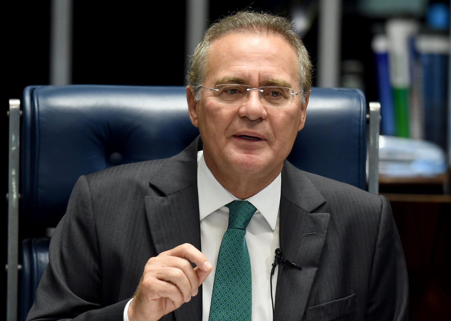 The president of the Senate Renan Calheiros attends a debate of a vote on suspending President Dilma Rousseff and launching an impeachment trial, in Brasilia on May 11, 2016. Brazil's Senate opened debate Wednesday ahead of a vote on suspending President Dilma Rousseff and launching an impeachment trial that could bring down the curtain on 13 years of leftist rule in Latin America's biggest country. Even allies of Rousseff, 68, said she had no chance of surviving the vote. / AFP / EVARISTO SA (Photo credit should read EVARISTO SA/AFP/Getty Images)