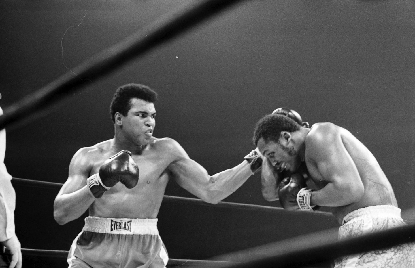 NEW YORK - MARCH 8, 1971: Muhammad Ali lands a left hook to Joe Frazier during a bout at Madison Square Garden on March 8, 1971 in New York, New York. (Photo by: The Ring Magazine/Getty Images)