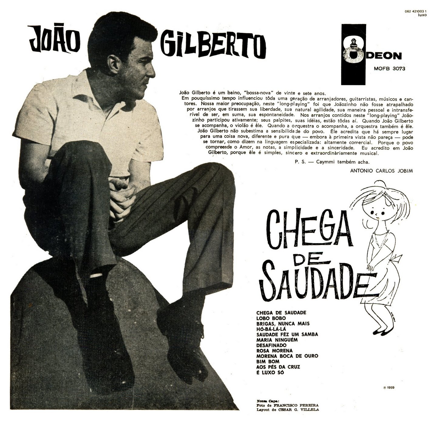 JoÃ£o Gilberto - Chega de Saudade (1959) CapaLPBack