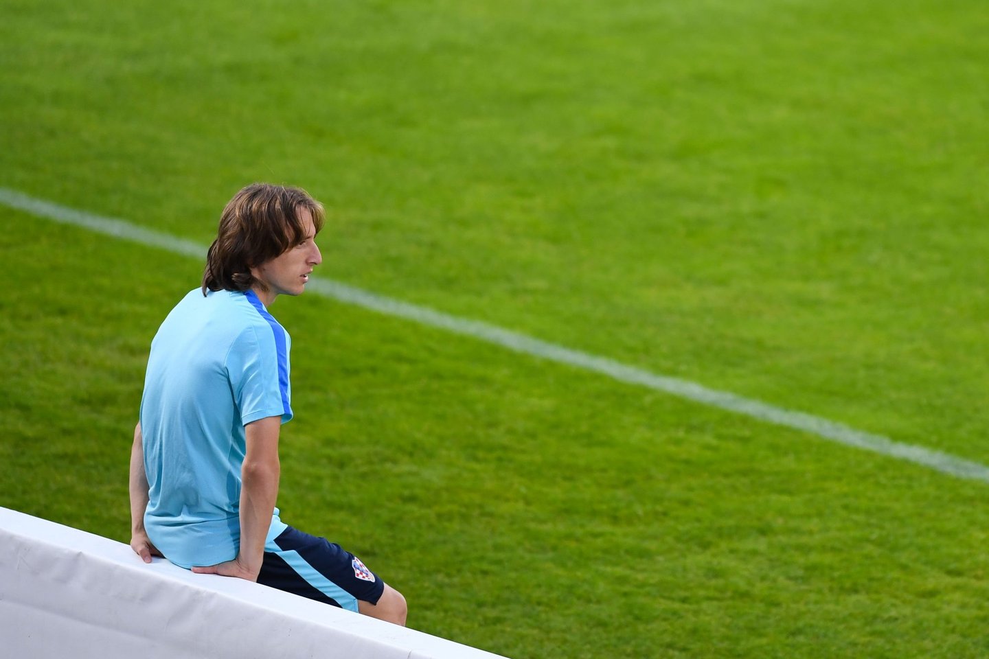 BORDEAUX, FRANCE - JUNE 20:  Luka Modric of Croatia looks on during a training session ahead of their UEFA  Euro 2016 Group D match against Spain at Stade Chaban-Delmas on June 20, 2016 in Bordeaux, France.  (Photo by David Ramos/Getty Images)