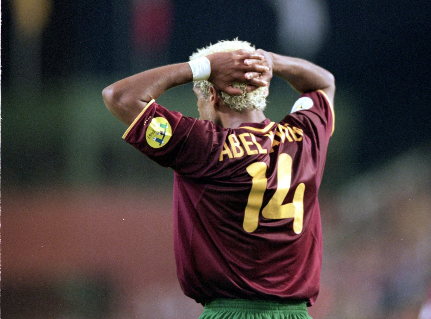 28 Jun 2000: Abel Xavier of Portugal holds his head after the European Championships 2000 semi-final against France at the King Baudouin Stadium in Brussels, Belgium. France won the match 2-1 with a golden goal in extra-time. Mandatory Credit: GrahamChadwick /Allsport