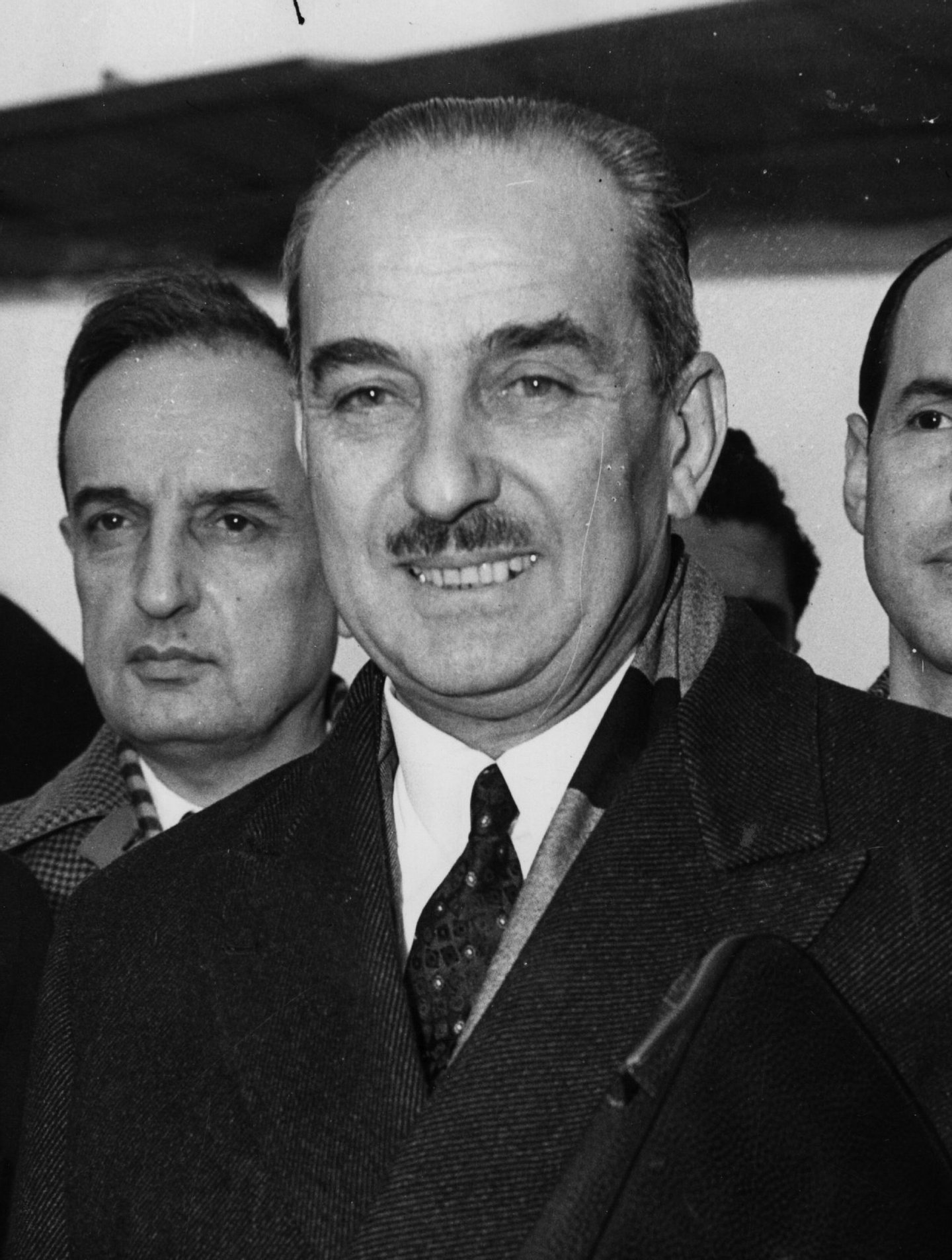 1956: Adnan Menderes (1889 - 1961), Turkish Prime Minister, arriving in Britain. (Photo by Hulton Archive/Getty Images)