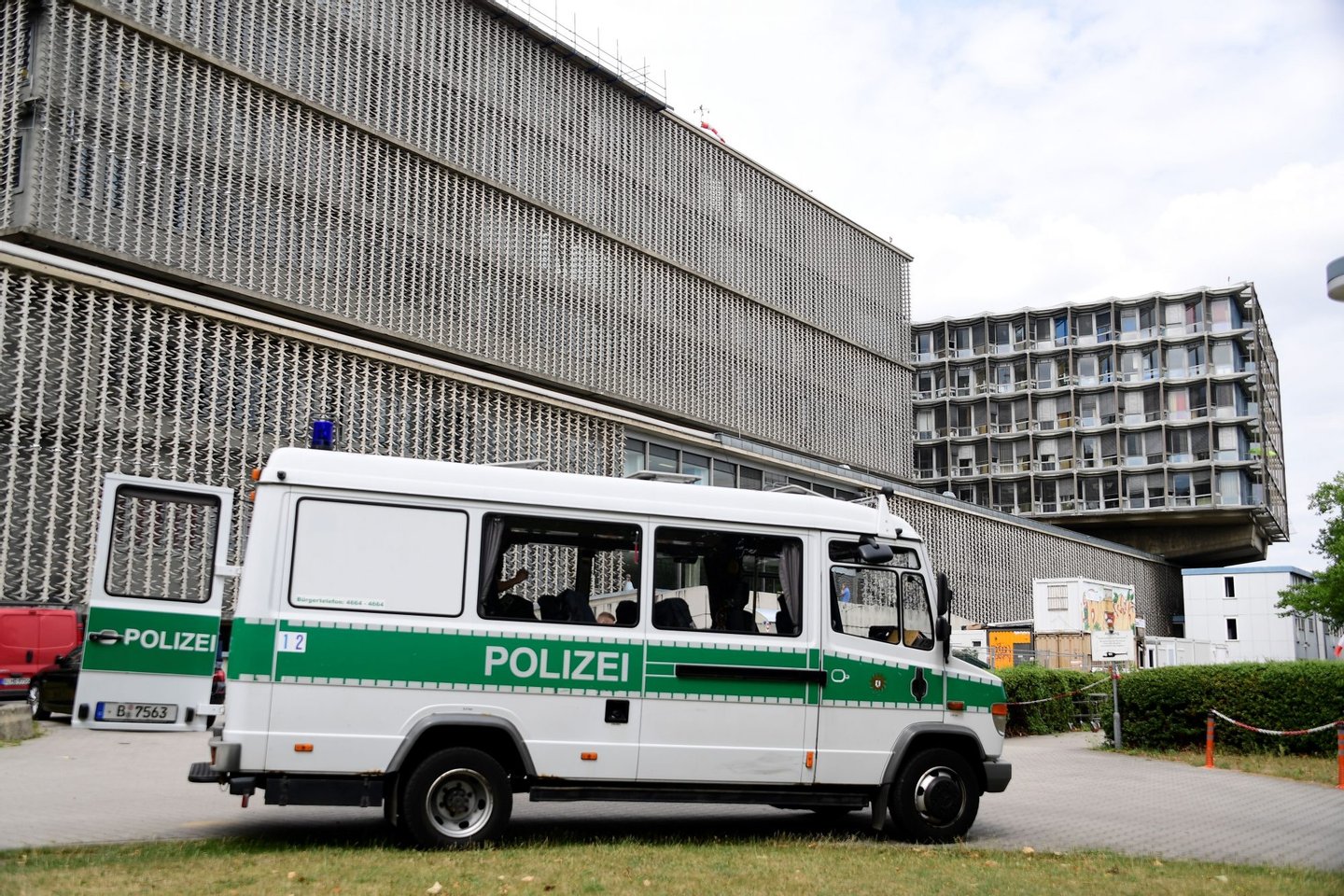 A police car is seen following a shooting on July 26, 2016 at a hospital in south-western Berlin. A patient shot a doctor before committing suicide at a Berlin hospital on Tuesday, police said, adding there was no sign the incident was a terrorist attack. / AFP / TOBIAS SCHWARZ (Photo credit should read TOBIAS SCHWARZ/AFP/Getty Images)