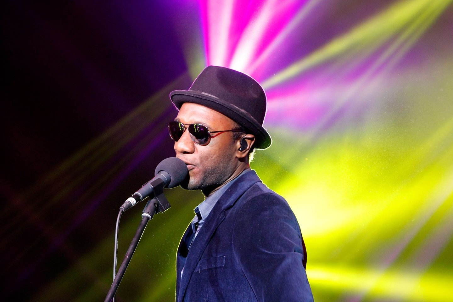 BEIJING, CHINA - APRIL 22: Singer Aloe Blacc performs during the exclusive 'For the Love of Cinema' event hosted by Swiss watch manufacturer IWC Schaffhausen in the role as new sponsor of the Beijing International Film Festival, at the Ming Dynasty City Wall on April 22, 2013 in Beijing, China. (Photo by Getty Images for IWC)