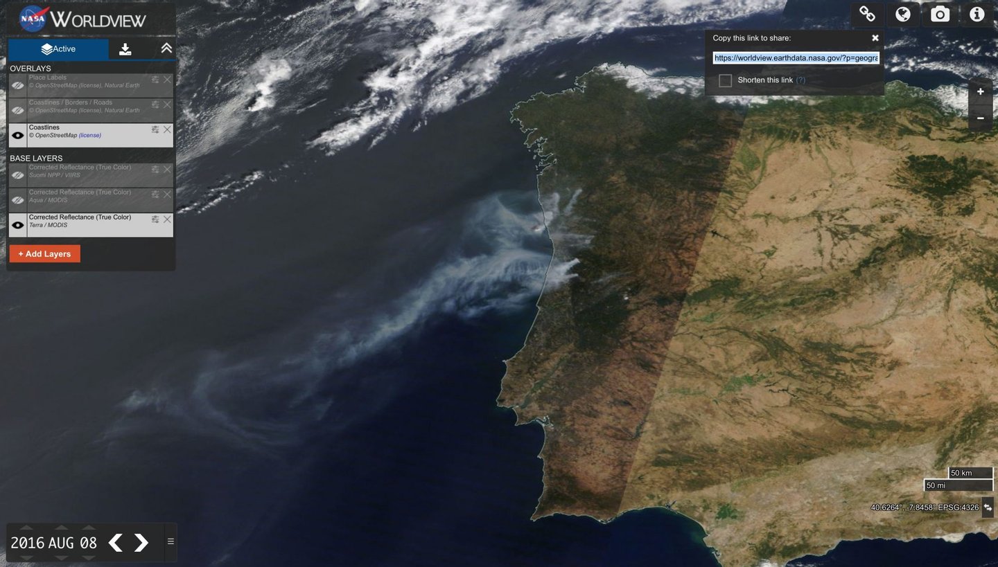 mapa portugal nasa incendios