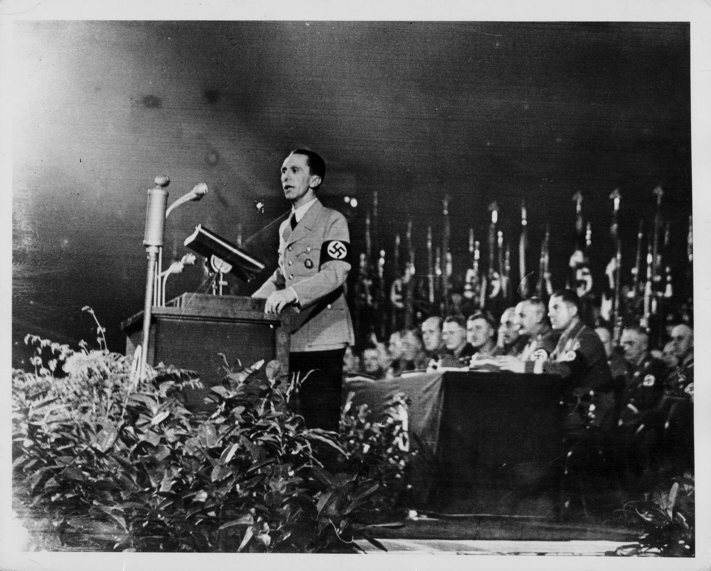 Dr Joseph Goebbels, Reich Minister of Propaganda for the Nazi Party, giving a speech as part of the political campaign, Berlin, March 12th 1936. (Photo by Central Press/Hulton Archive/Getty Images)