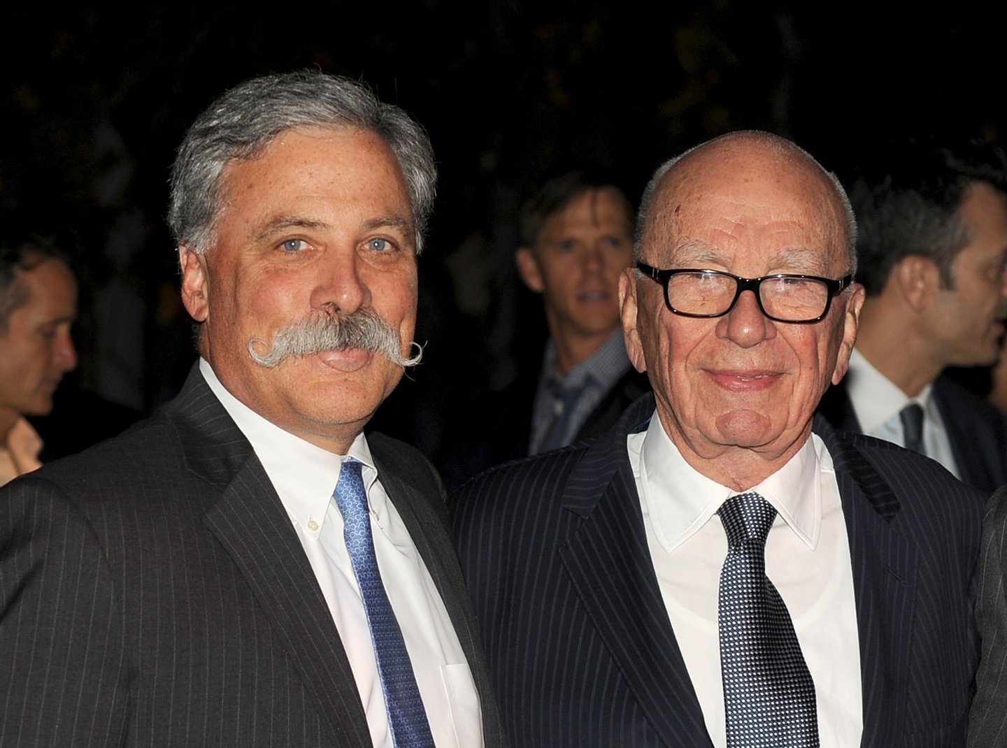 CENTURY CITY, CA - OCTOBER 16: President, Chief Operating Officer, and Deputy Chairman of News Corporation Chase Carey (L) and Chairman and CEO of News Corporation Rupert Murdoch attend The Paley Center for Media's 2013 benefit gala honoring FX Networks with the Paley Prize for Innovation & Excellence at Fox Studio Lot on October 16, 2013 in Century City, California. (Photo by Kevin Winter/Getty Images)