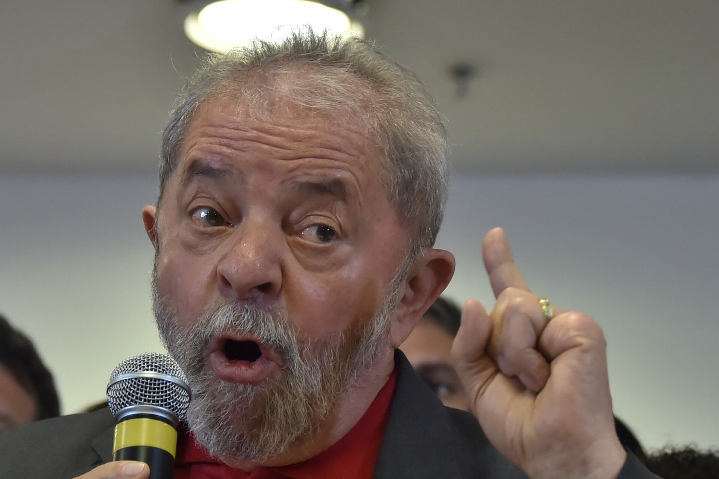 Brazilian former president Luiz Inacio Lula da Silva gestures during a press conference in Sao Paulo, Brazil on September 15, 2016. Lula da Silva defended himself against corruption charges Thursday, saying the case against him was an attempt to destroy him politically ahead of elections in 2018. / AFP / NELSON ALMEIDA (Photo credit should read NELSON ALMEIDA/AFP/Getty Images)