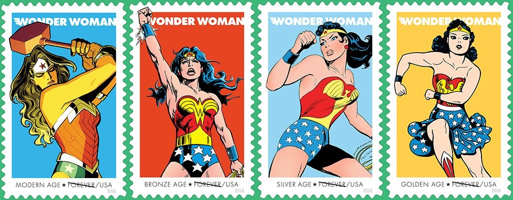Selos comemorativos dos 75 anos da Wonder Woman, Â© U.S. Postal Service, DC Entertainment