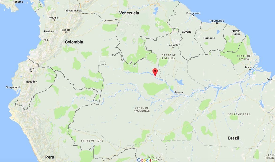 O rio Negro, afluente do Amazonas, passa no municÃ­pio de Barcelos (assinalado a vermelho) - Google Maps