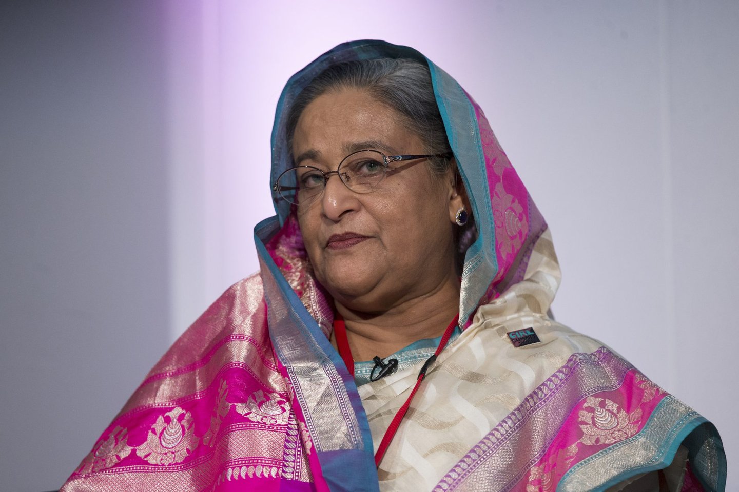 LONDON, ENGLAND - JULY 22: Sheikh Hasina, the Prime Minister of Bangladesh, speaks at the 'Girl Summit 2014' in Walworth Academy on July 22, 2014 in London, England. At the one-day summit the government has announced that parents will face prosecution if they fail to prevent their daughters suffering female genital mutilation (FGM). (Photo by Oli Scarff/Getty Images)