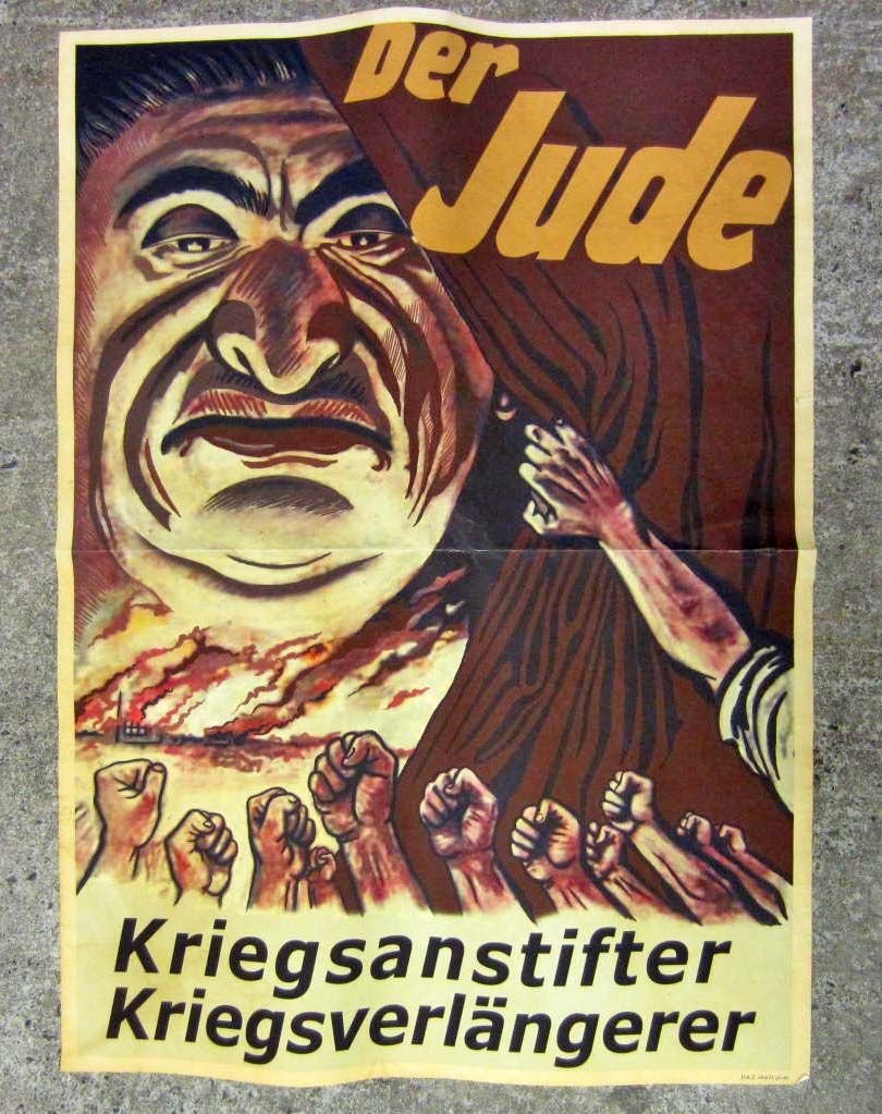 Cartaz nazi: â€œO judeu: instigador e sustentÃ¡culo de guerrasâ€