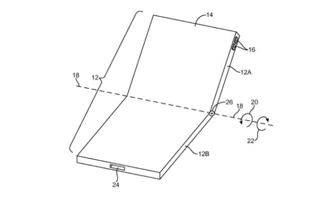 Desenho da patente de smartphone dobrÃ¡vel.