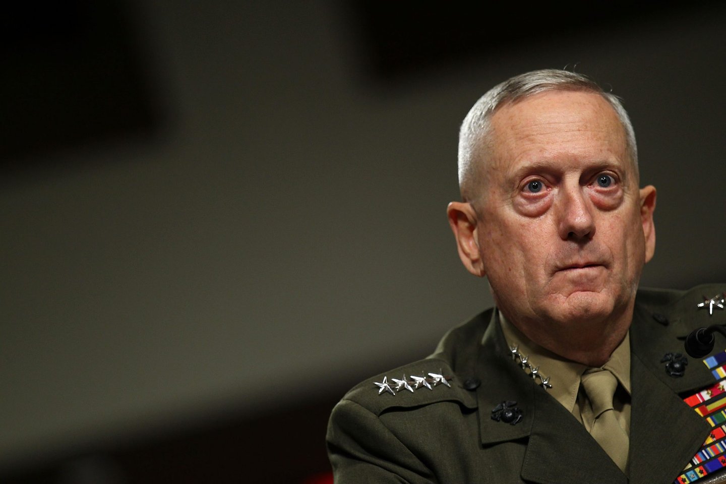 WASHINGTON - JULY 27: Marine Corps Gen. James Mattis listens during his confirmation hearing July 27, 2010 on Capitol Hill in Washington, DC. Mattis will become the next commander of the U.S. Central Command replacing the position held by Army Gen. David Petraeus if confirmed by the Senate. (Photo by Alex Wong/Getty Images)