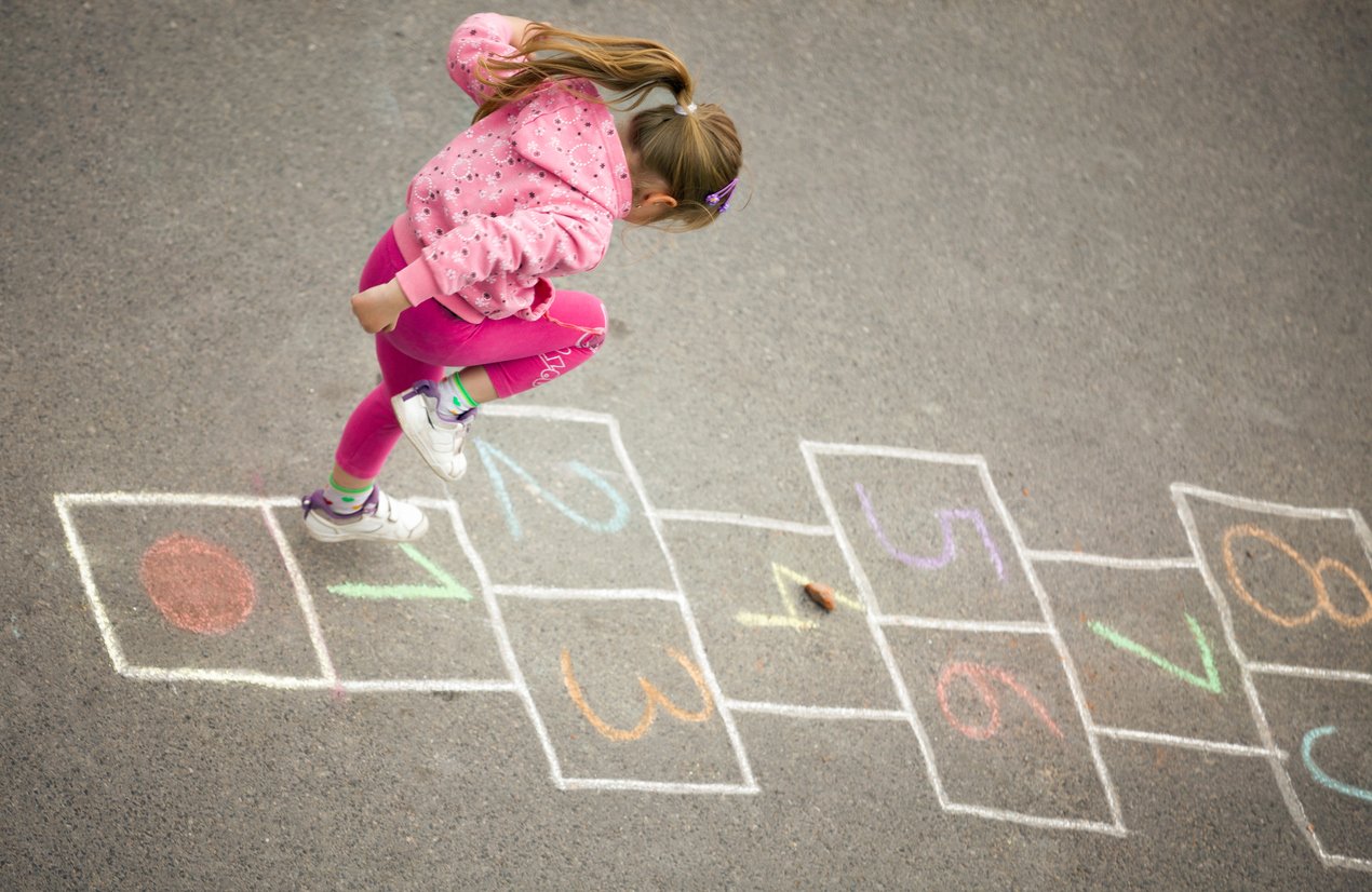 Little Girls, Relaxation Exercise, Preschool, Cute, Concrete, Asphalt, Child, Baby, Playing, Jumping, Sidewalk, Crayon, Number, Exercising, Hopscotch, Fun, Action, Yellow, Colors, Education, Lifestyles, Childhood, Outdoors, Expressing Positivity, Activity, Human Face, Blond Hair, Daughter, People, Summer, Street, Playground, Paint, Chalk, Toy, Leisure Games, Casual, 