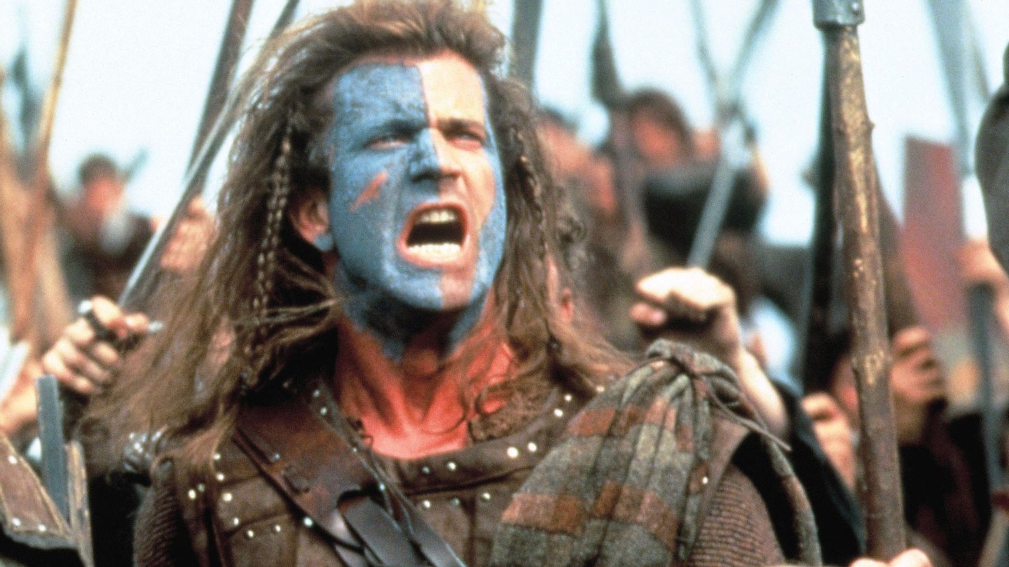 Braveheart retrata a história de William Wallace, herói da Guerra da Independência Escocesa