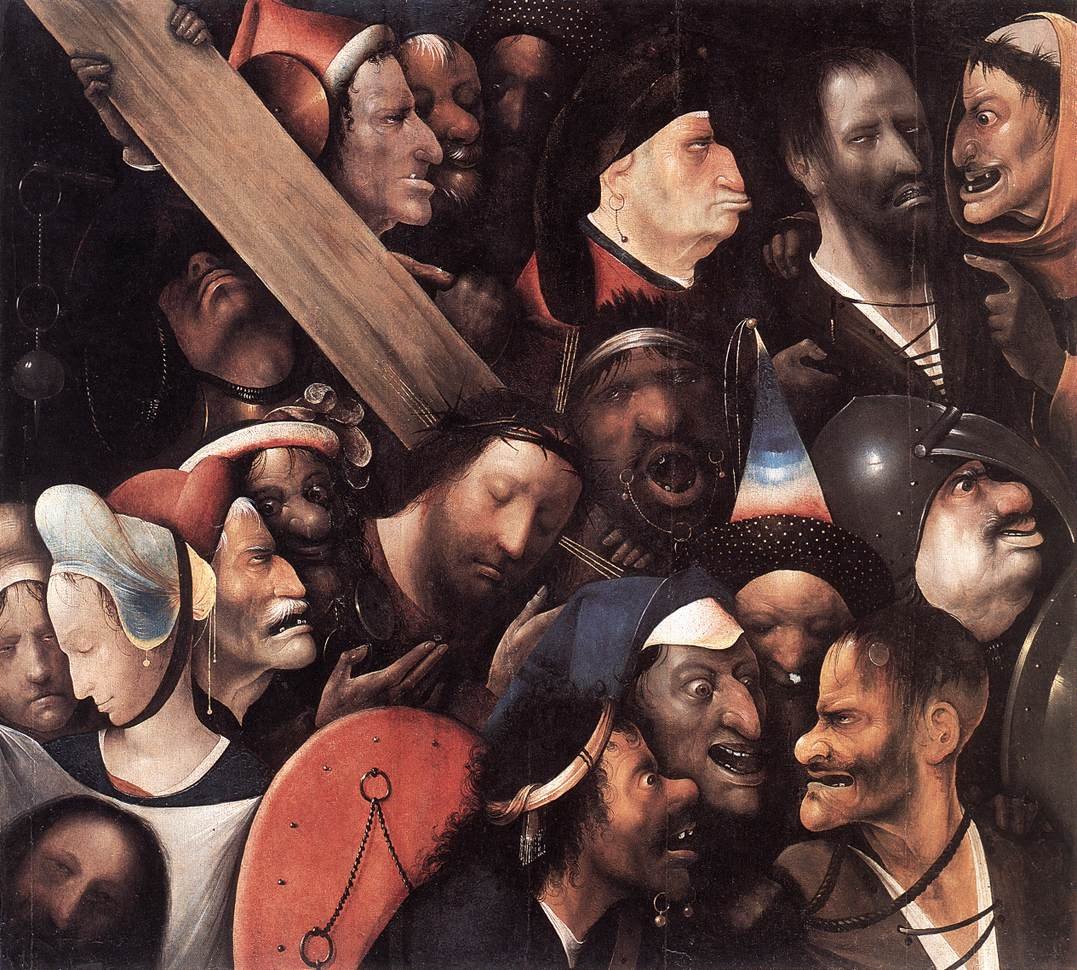 Jesus rodeado de predadores. Hieronymus Bosch (ou um seu discÃpulo), c.1510-35