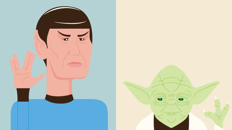 Spock e Yoda: bate na palma da mão