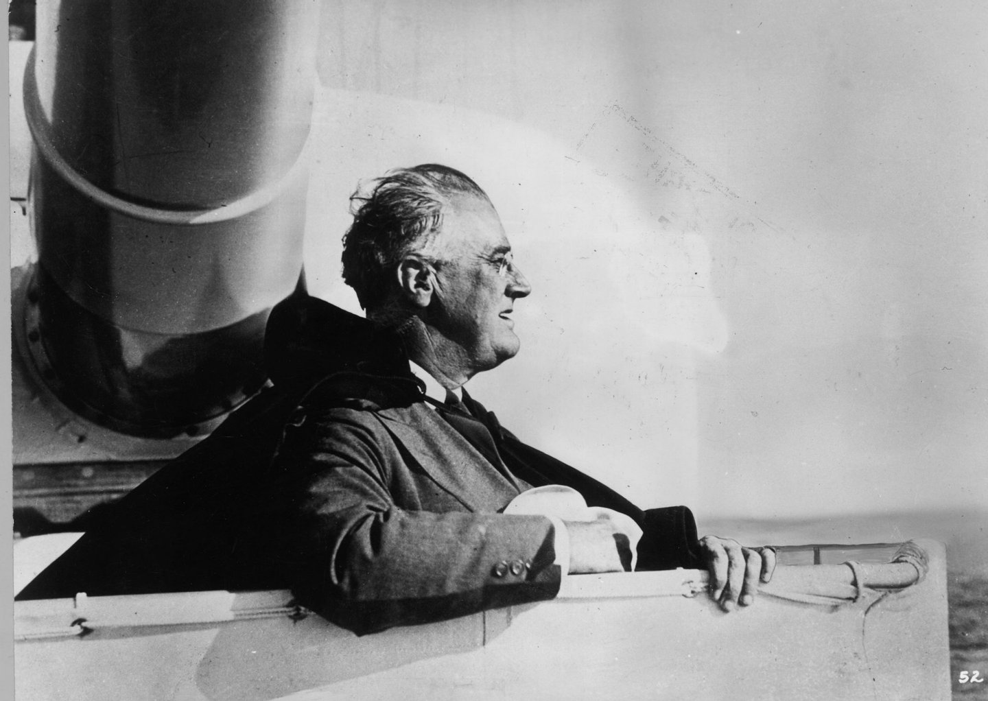 circa 1935: American president Franklin Delano Roosevelt on board an American warship. (Photo by Keystone/Getty Images)