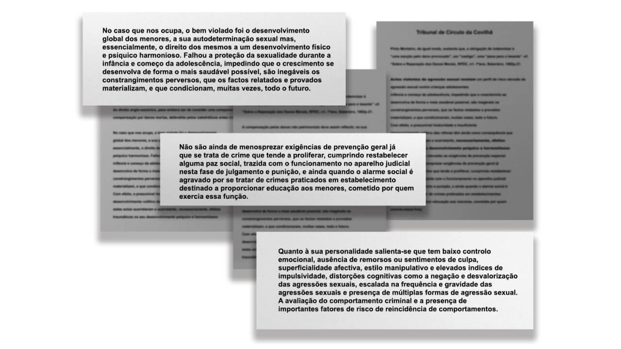 O coletivo de juízes considerou que o padre Luís Mendes tinha 'ausência de remorsos ou sentimentos de culpa' (reconstituição do documento original)