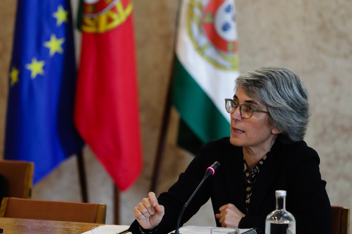 A ministra da Cultura, Graça Fonseca, fala perante a Comissão de Cultura e Comunicação sobre as consequências resultantes da pandemia da COVID-19 nos setores da Cultura e da Comunicação Social, na Assembleia da República em Lisboa, 15 de abril de 2020. TIAGO PETINGA/LUSA