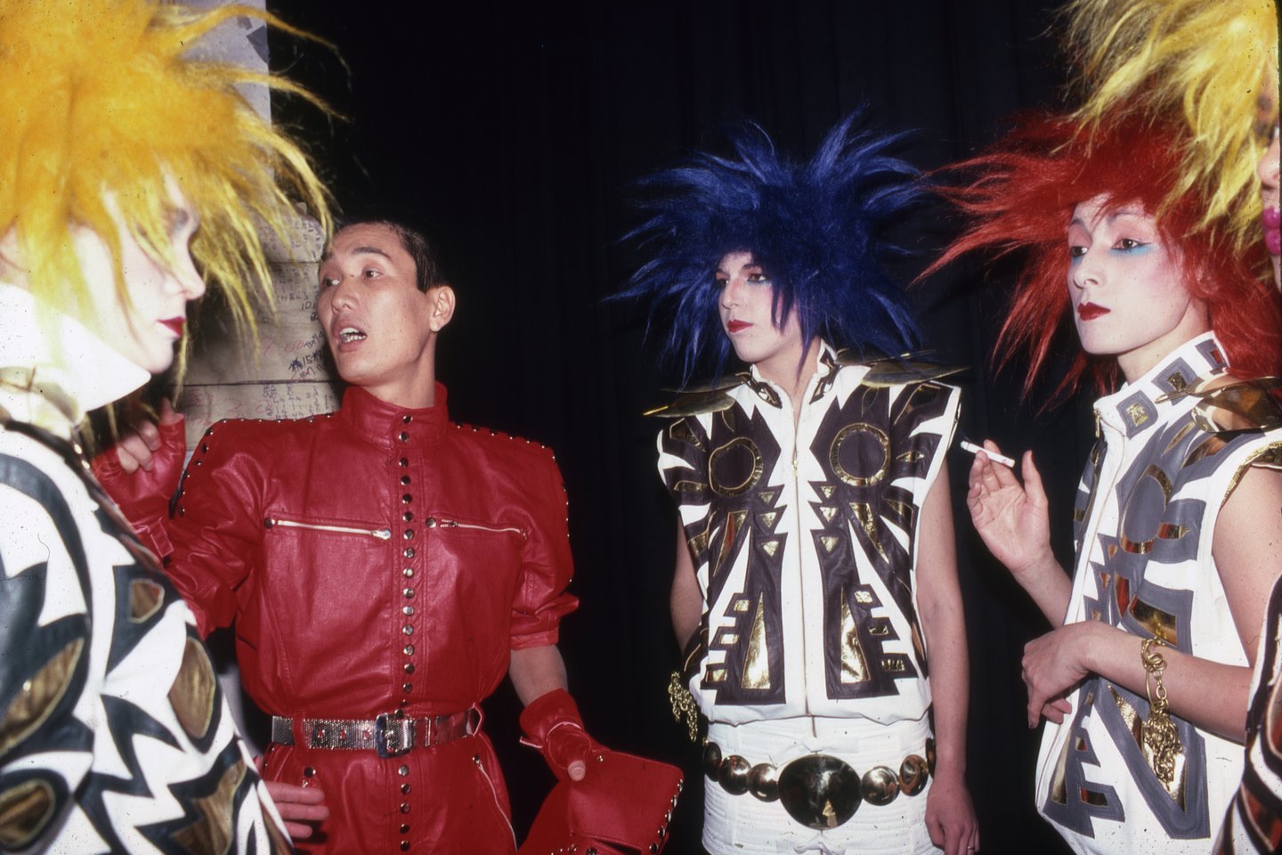 Kansai Yamamoto, backstage at 57th St. Roller Rink, New York - '80s