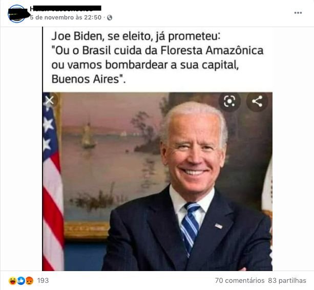 The viral post attributes Joe Biden's false statement about Brazil.