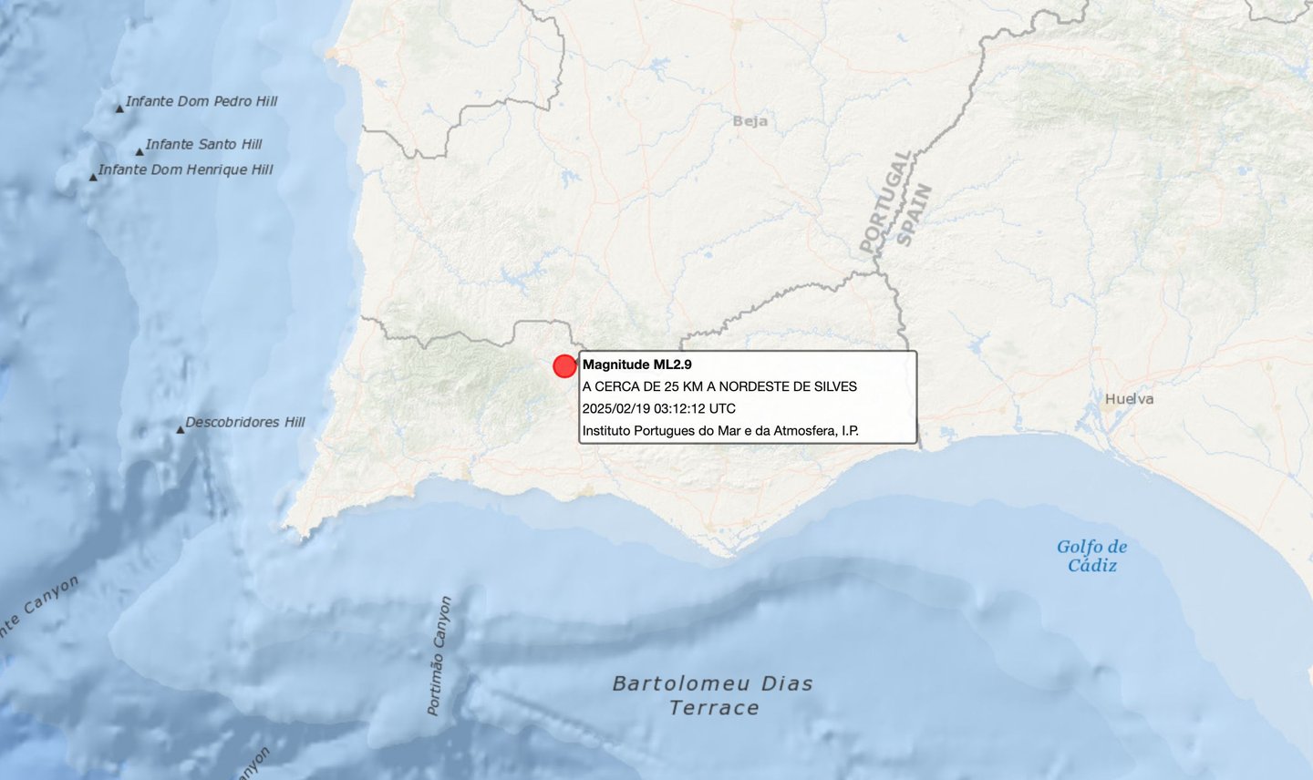 Sismos de 2,7 e 2,9 na escala de Richter registados a Nordeste de Silves. IPMA não tem informação de que tenham sido sentidos