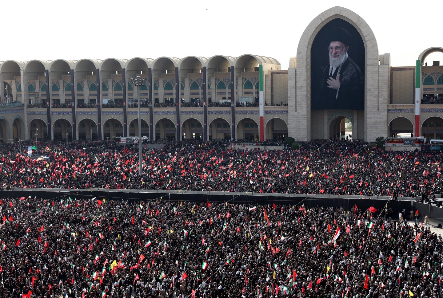 epa13085209 Iranians pay tribute to late Iranian supreme leader Ayatollah Ali Khamenei during a farewell ceremony ahead of his funeral at the grand Mosallah mosque in Tehran, Iran, 04 July 2026. Iran is set to hold a multi-day state funeral from 04 to 09 July 2026 for the Iranian supreme leader assassinated on 28 February.  EPA/ABEDIN TAHERKENAREH 
RESTRICTIONS: NO Access Israel Media/Persian Language TV Stations Outside Iran/Strictly No Access BBC Persian/VOA Persian/Manoto TV/Iran International TV. (As mandated by Iran's Directorate General for Foreign Media) --